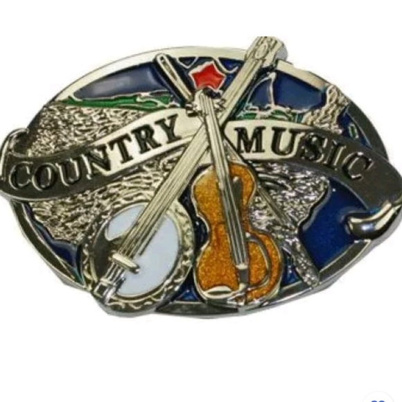 Leren buckle riem  Country music bloemen  bruin